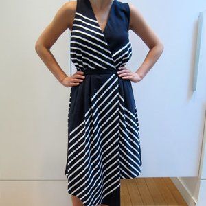 Striped Sleeveless Asymmetrical Dress